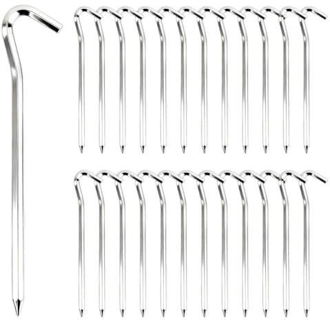 25 piquetas para camping, estables, 18 cm, para tienda de campaña, resistente a las tormentas, piquetas para tienda de campaña, anclaje de tierra, estacas de metal, ganchos para suelo duro, accesorios
