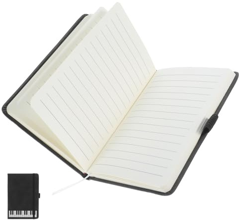 jojofuny A6 Musikschreibbuch mit Klaviermotiv Pu Einband Glattes Papier für Kreatives Zeichnen und Skizzieren Notizbuch für Musiker und Büro