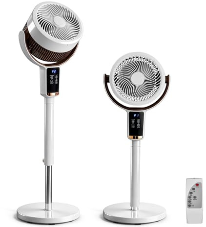 LEADZM Ventilatore a Piantana Silenzioso con Telecomando,Oscillazione 80°,Inclinazione 105°,Timer 9 Ore,8 Velocità, 62-110cm Altezza Regolabile,Ventilatori da Tavolo 2 in 1 (45inch)