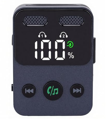 Yosoo Health Gear Receptor Bluetooth Transmisor ABS Avión Adaptador Bluetooth 5.3 Pantalla LED 17H TX 13H RX Auriculares Duales para Viajes Coche TV Altavoz Doméstico