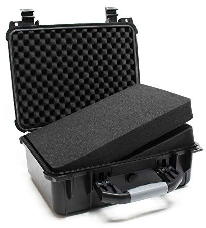Wiltec Universalkoffer 40,6x33x17,4 cm schwarz, Schutzkoffer Wasserdicht mit Druckausgleichsventil & anpassbaren Schaumstoffmatten