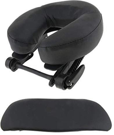 Verstellbare Höhe, Gesichtsstütze, Schaumstoff-Gesichtsstütze, Daunenkissen, PU-Leder, Armstützkissen, Set für Massageliege, Bett (schwarz)