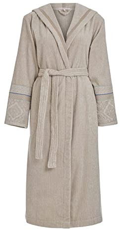 PIP Studio Jacquard frottébadrock för kvinnor, mjuk cellig grön med huva, kaki, XXL