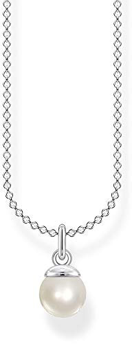Thomas Sabo Damen Halskette Perle silber, 925 Sterlingsilber, 38-45 cm Länge