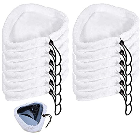 Almohadillas Mopa de Vapor,RoadLoo 12 Piezas Premium Gamuza Vapor Microfibra de Vapor Mopas Accesorios Lavables Vapor Tipo Escoba Paños Utilizadas para Limpiar Varios Pisos Forma Triangular Blanco