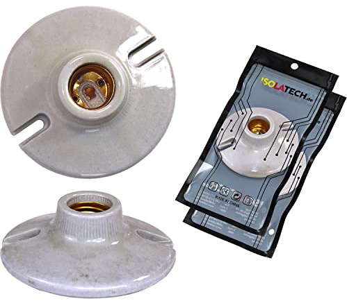 ISOLATECH 2pcs Douille Murale E27 En Céramique Max.250V/4A Avec Fixation | Avec Trous De Fixation, Pour LED Et Lampes Éco, Cuisine, Réfrigérateur, Salle De Bains, Résistante À La Chaleur