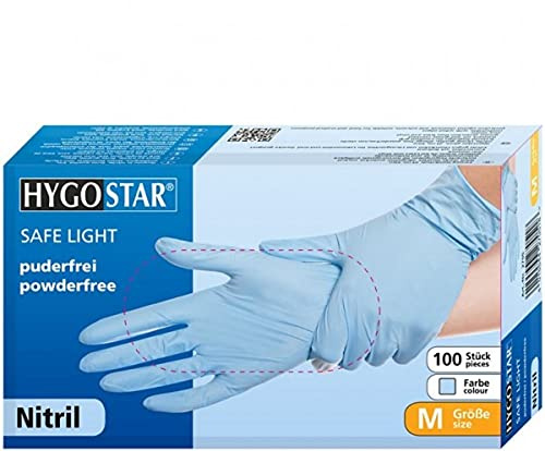 Hygostar Safe Light - Guantes de nitrilo (talla XS, azul)