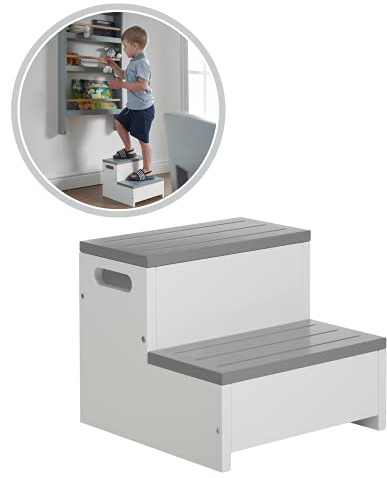 Haus Projekt Sgabello per bambino Bianco/Grigio, 2 Gradini, Legno, Attività
