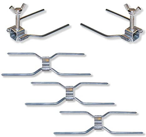 GOLDMAN SERVICE | Kit de pics à poulets en acier, outil fourchette pour rôtir professionnel - Remplacement universel avec 3 agrafes centrales doubles et 2 côtés avec vis.