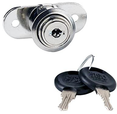 Gedotec Druckzylinderschloss Aufschraubschloss | 1 Set Schloss mit Schlüssel und Befestigungsmaterial für Schiebetüren | Stahl vernickelt - D 19 mm | gleichschließend inkl. Zubehör - push lock