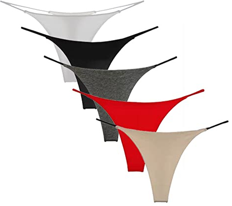 KOEMCY Pacco da 5 G String Perizoma per Donne Sexy T Back Vita Bassa Perizoma Mutandine Senza Cuciture Cotone Mutande Bikini