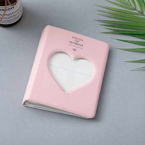 runrayay 3 Pouces Mini Album Photo, 64 Poches Kpop Photocard Holder Book, Hollow Out Photo Card Binder Mini Kpop pour Fujifilm Instax Camera - Rose