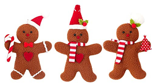 Surakey 3 Stück Lebkuchen Anhänger für Weihnachtsbaum, Weihnachtsbaumschmuck,Traditioneller Ingwer Mann Winterdeko aus Filz, Lebkuchen Anhänger Weihnachtsanhänger,Lebkuchen Puppe Weihnachten Schmuck
