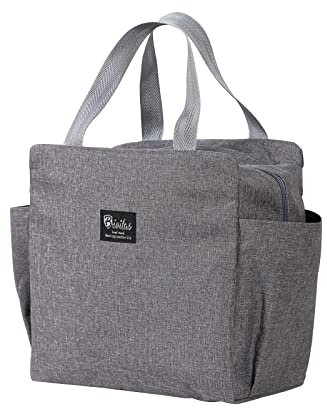 MABAHON Faltbare Isolierte Lunch-Tasche,Klein Kühltasche für Frauen Männer,Thermotasche Lunch-Tasche for Unterwegs, Büro, Arbeit,Schule(Grau)
