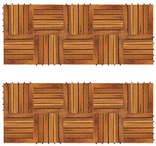 INLIFE Terrassenfliesen 20er Set Vertikales Muster 30 x 30 cm Akazie,15.4kg,271790