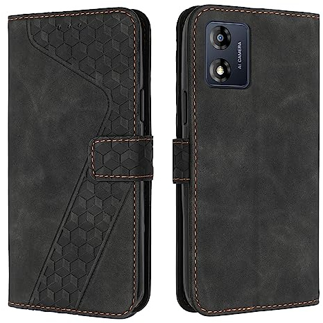 OKZone Funda para Motorola Moto E13 4G, PU Cuero Flip Carcasa Fundas Móvil de Tapa Libro Caso Piel PU para Motorola Moto E13 4G, Billetera Tarjetero Case Telefono Cubrir Móvil Phone Cover (Negro)
