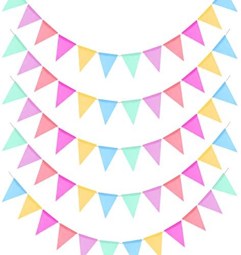 Ghirlanda Di Bandierine Per Esterni, 5 Pezzi, Multicolore, Triangolare, Per Halloween, Matrimoni, Feste, Battesimi, Decorazioni Natalizie