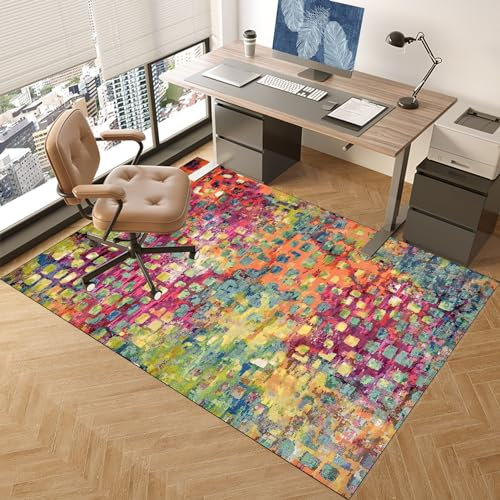SOSTAG Bodenschutzmatte für Hartböden, 90 x 120 cm Schreibtischstuhl Unterlage, rutschfeste Schutzmatte, Bürostuhl Teppich für Parkett, Laminat, Vinylboden und Fliesen, Upgrade Version
