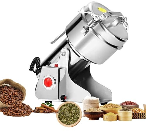 Ywanwj Electric Grain Mill Grinder 2500g 304Stainless Steel Pulverizer Grinder 32000rpm with Protection of Overload & Open-Cover-Stop,for Nut Cereal Flour Corn Seeds Wheat