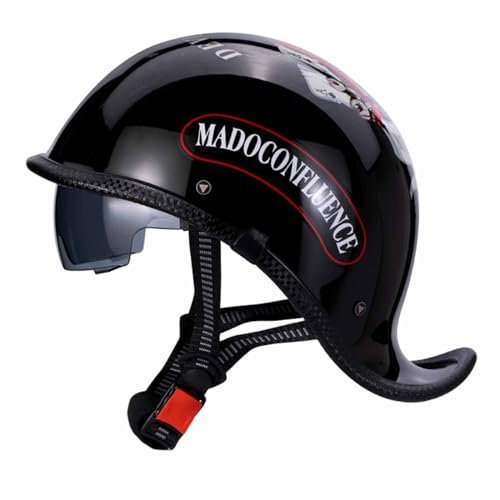Retro Motorradhelm Halbschalenhelm ECE Zulassung Deutscher Stil Jethelm Roller-Helm Mit Visier Halbhelme Offener Helm Motorrad Cruiser Roller Cool Helm Für Männer Frauen 3,M:57-58CM