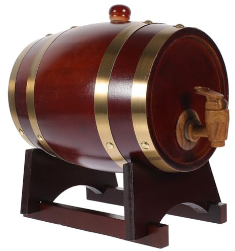 OUNONA 1. Barril De Madera De 1.5 litros Barril De Cerveza Barril De Vino Barril De Envejecimiento Cubo De Almacenamiento De Cerveza para Vino Licores Cerveza Y Amarillo Claro (con