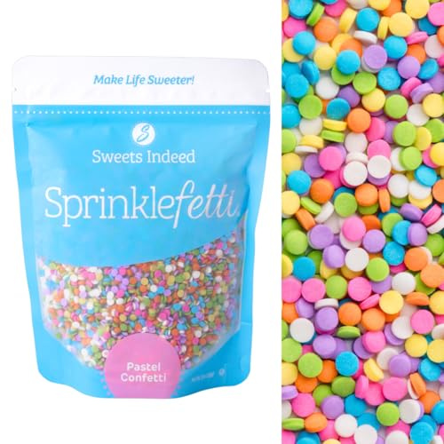 Sweets Indeed Pastel Confetti Circle Sprinkles, Bulk 10 Ounces, Decorative Sprinkles for Baking, Cake Decorating, Cupcakes, Cookies & Desserts, Spring & Easter Pastel Sugar Topping