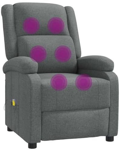 vidaXL Massagesessel, Sessel Verstellbare Rückenlehne Fußteil, Fernsehsessel Relaxsessel mit Liegefunktion, Liegesessel Polstersessel Ruhesessel, Dunkelgrau Stoff