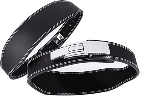 Gürtel für Gewichtheber Gewichtheben Verstellbarer Hebelgürtel 10 mm Herren Squat Deadlift Leder Taillenstütze Power Gewichtheben Hebelschnalle Fitnesszubehör (Color : Schwarz, Size : 90-100cm)