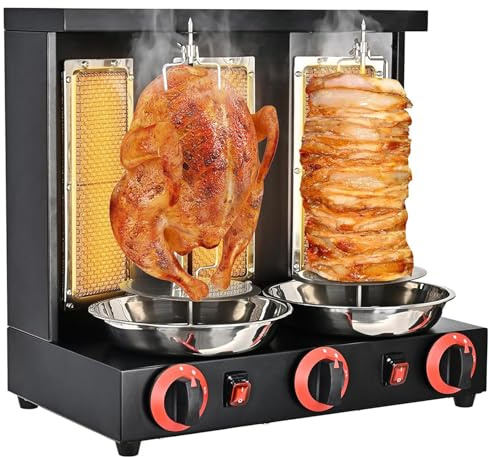 DDZJTPP Rôtissoire Rotative pour Cuiseur De Kebab De Comptoir,Rôtissoire Verticale À Gaz Doner Kebab Gyro Grill,Barbecue À Gaz Professionnel,Four À Rôtissoire Vertical,Black