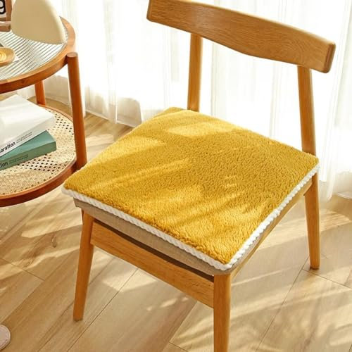 Bettschlange 4er Set Sitzkissen, Stuhlkissen 40x40cm Indoor und Outdoor, Komfort Sitzpolster Büro Lazy Warm Stuhlauflage, Auflagen für Stühle für Kleine Stühle Zuhause, Küche,Gelb