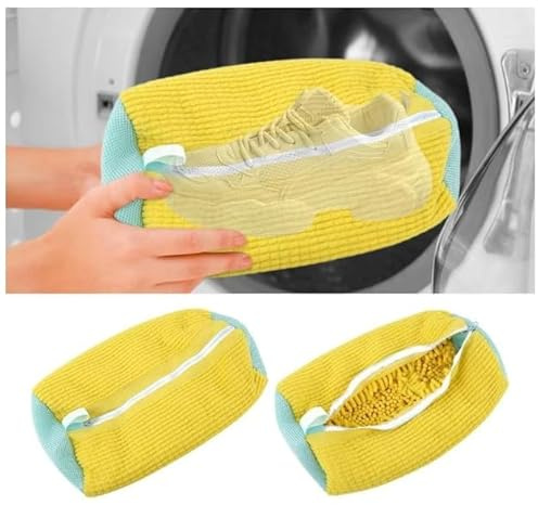 Schuhwaschbeutel waschmaschine, 2 Schuhe Sneaker Mesh Waschbeutel, Wäschesack Schuhe mit Reißverschluss, Waben-Schuhwaschbeutel, Kein Farbverlust Keine Haarentfernung Sauber Waschbar, Wiederverwendbar