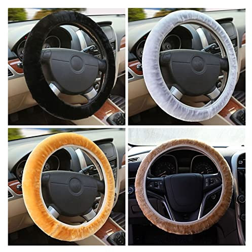 DZSMACHENGSM Lenkradbezug Auto Universal Mesh Stoff Lenkrad Plüsch Auto Lenkradbezug Set Warm Soft Fuzzy Plüsch Winter Autozubehör Innenraum Lenkradhüllen(Color:2)