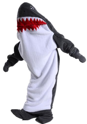 Ruiuzioong Hai-Decke für Erwachsene, tragbare Hai-Decke, Hoodie, superweiche, tragbare Decke, Schlafsack, Cosplay, Hai-Kostüm, Decke, Geschenke
