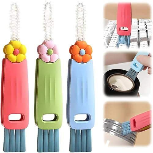 3-in-1 Cup Lid Cleaning Brush, Crevice Brush for Bottle Gap Tight Spaces, 3 Pack Multifunctional Bottle Cleaning Tools