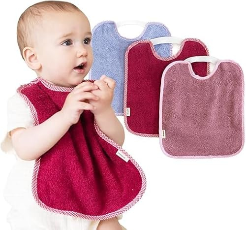 Bugalin Baberos bebe impermeables |Packs- Baberos goma elastica guarderia| 6 meses hasta 4 años| Fáciles de Poner y Quitar De Rizo-Tela Impermeable, Ideal para Guarderia |Fabricados España (BERRY)