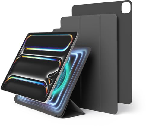 elago Magnetic Folio Case für iPad Pro 13 Zoll Cover (M4, M5) - Rückwand kann an Metallmaterialien befestigt Werden, Wake/Sleep Funktion, Kompatibel mit Apple Pencil 2 (Dunkelgrau)