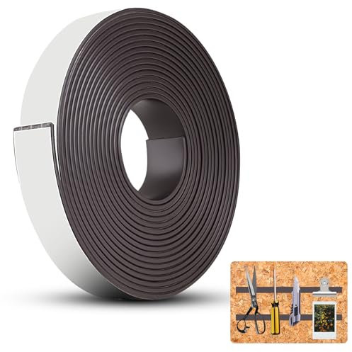 Nastro Magnetico, 20mm x 4m Strisce Magnetiche, Striscia Magnetica Adesiva, Nastro Magnetico Adesivo per Schermi, Zanzariere, l'insegnamento
