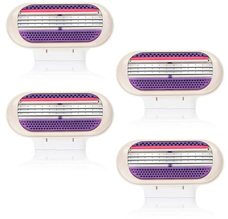 Rasierklingen, Rasierköpfe für Frauen, Ersatz-Rasierklinge, 3-lagige Schnapp-Rasierklingen, verbesserte Gleitsicherheit, ideal für den täglichen Gebrauch, 4 Stück