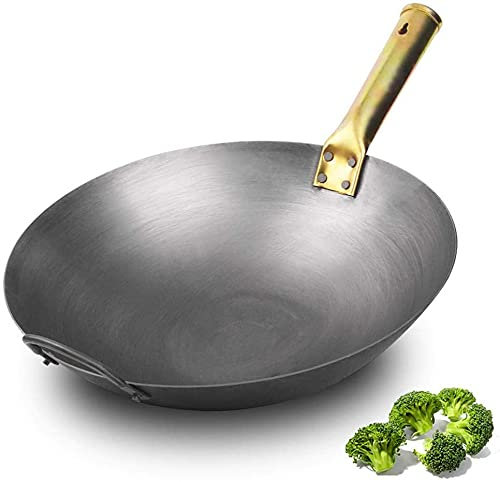 Olla para cocinar, Wok Hierro Tradicional Chino Hecho a Mano, sartén Hierro sin Revestimiento para hogar, Cocina a Gas y inducción, Olla General, Utensilios Cocina