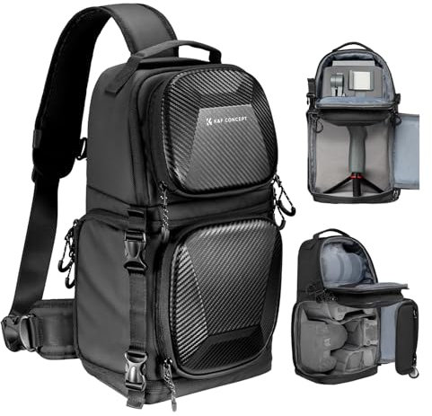 K&F Concept Camera Sling Bag Crossbody Bag Hardshell Camera Backpack for photographers, Professional Waterproof Camera Shoulder Bag for DSLR/SLR/Mirrorless