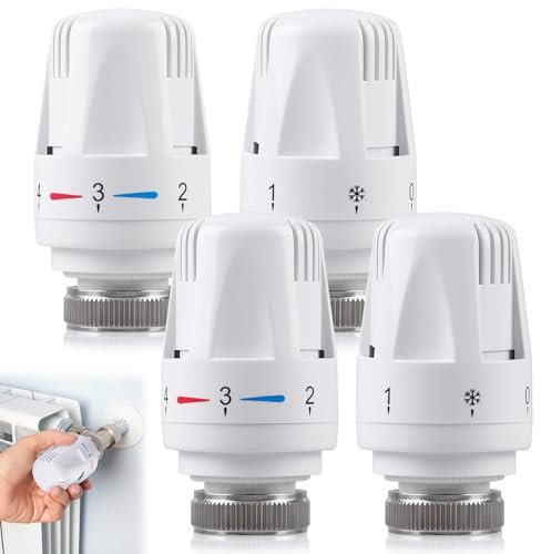 Testina termostatica, 4 pezzi per termosifoni M30 x 1,5, termostato riscaldamento, testa termostatica, termostato per radiatore, termostato per radiatore, termostato per ufficio, casa (4)