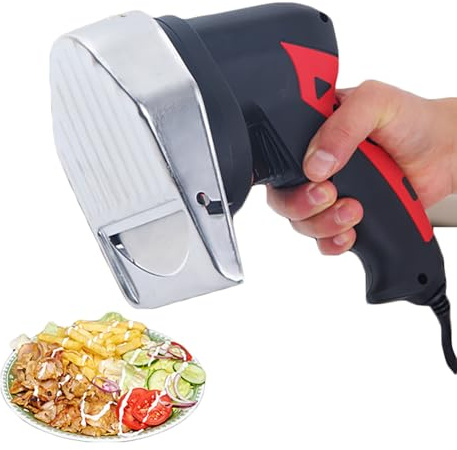 CHANGLKJ Electric Doner Kebab Knife, Commercial Doner Kebab Slicer, 0-8mm Cutting Thickness Adjustable and Easy to Clean, 60kg/hr Output and Cutting Cleanly Precisely, for Cafeteria, Snack Bars