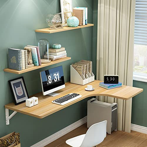 Computertisch zur Wandmontage, für kleine Räume, platzsparend, Klapptisch mit Metallständer, ideal für Büro, Schlafzimmer, Küche, Esszimmer, kompakter, schwebender Schreibtisch