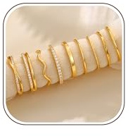 CASSIECA 9 Bagues Or Réglable Zircone Cubique Plaqué Or 14K Pouce Bague de Fiançailles Mariage Cadeau Femme