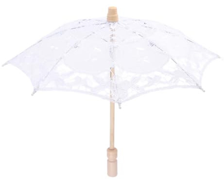 Jwthee Spitzenschirm Sonnenschirm, Vintage Spitzenschirm Hochzeit Spitzenschirm Stickerei Blumenschirm Kleiner Spitzenschirm mit Griff für Hochzeitsfeierdekorationen (White Small)