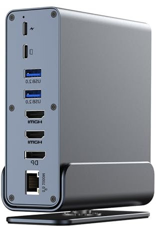 Adaptador multipuerto USB C 15 en 1 con soporte de pantalla triple para ampliar tu espacio de trabajo con una estación de acoplamiento USB C