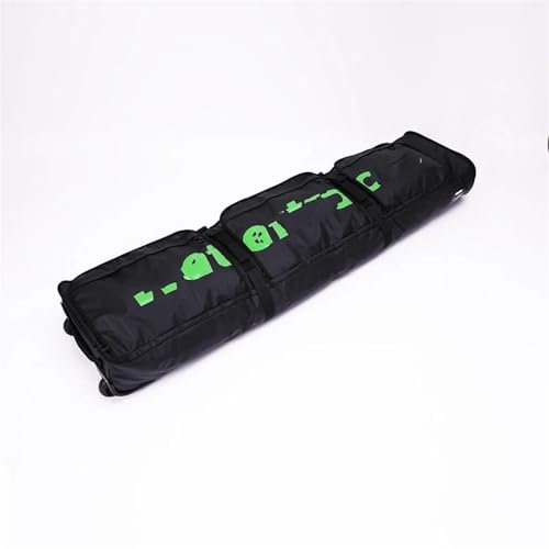 NADCFN Skiausrüstung Ski- und Snowboardtasche mit Rollen, gepolsterte, wasserdichte, große Skischuhtasche, Doppelrollen-Reisetasche Skitasche(Black Green 145 155)