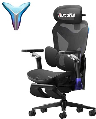 AutoFull G7 Ergonomic Office Chair, 3-Zone Dynamic Lumbar Support, 360° Armrests, CloudTech Mesh, 140° Recline, Footrest, Detachable Back Armor, Desk Chair for Office & Gaming, Purple