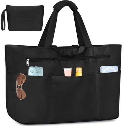 JUYANO Handtasche Damen Große Shopper Tasche Strandtasche XXL Familie mit Reißverschluss, Wasserdicht Tote Bag Faltbar Mehrere Taschen Badetasche Damen Saunatasche für Strand Pool Shopper Reisen 45L