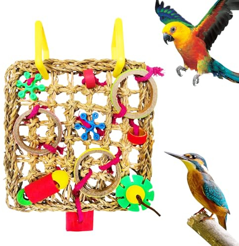 LURNODY Jouet pour Oiseaux, Perruches, Nourriture à Mâcher, à Mâcher, Jouets pour Perroquets, Nourriture pour Oiseaux, Mur d'escalade et Alimentation pour Perruches, pour Petites et Moyennes